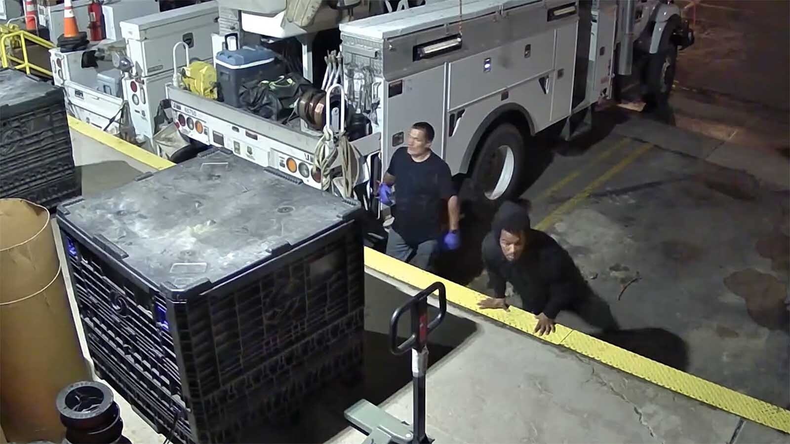 A pair of suspected copper wire thieves caught on a surveillance camera.