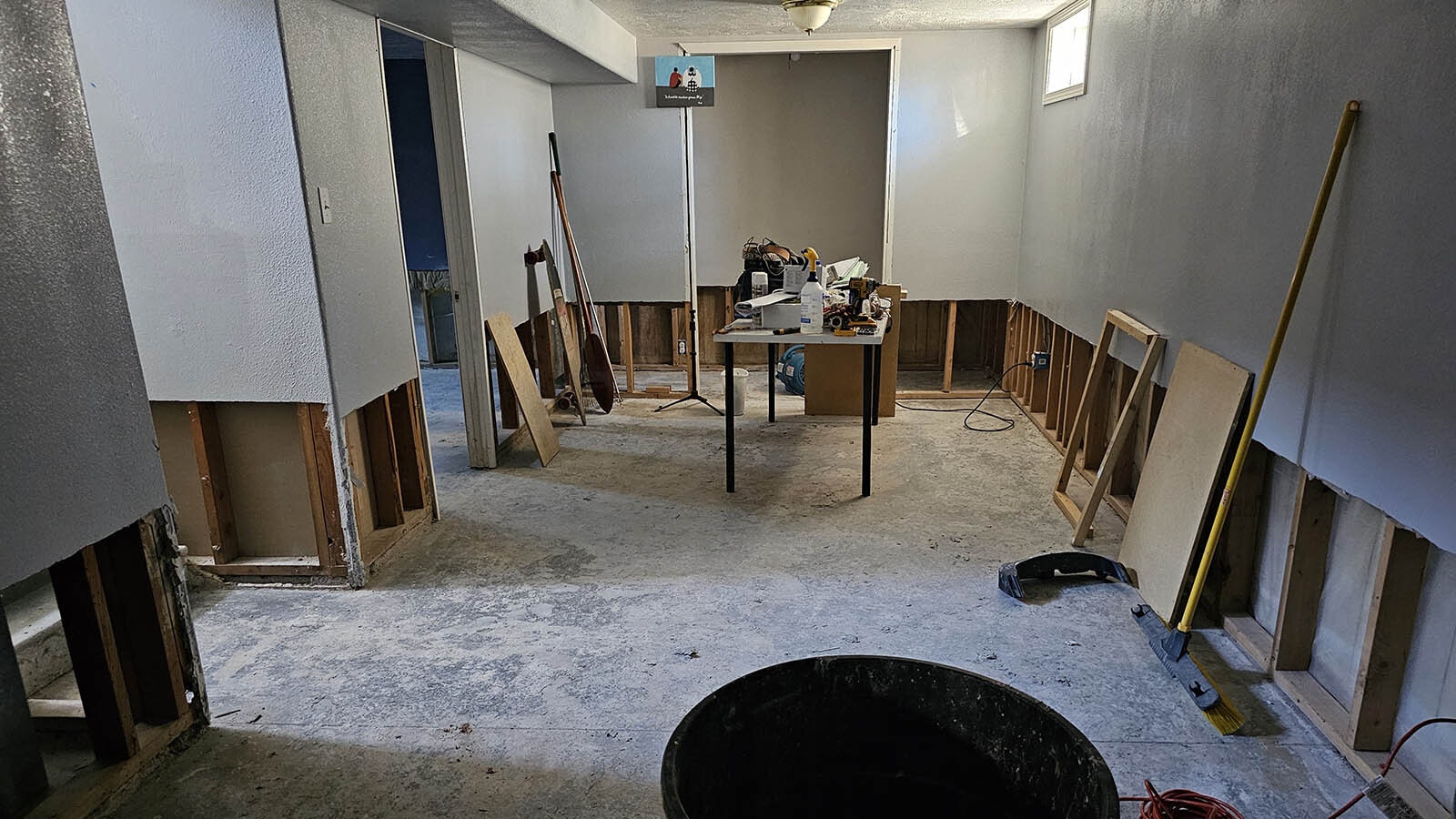What used to be a finished basement is now a construction zone. Friends of the Rocha-Herandez family have volunteered to help the family as they work to try and save their basement after a 12-inch city water main busted and filled the basement up with 3 feet of water last week.