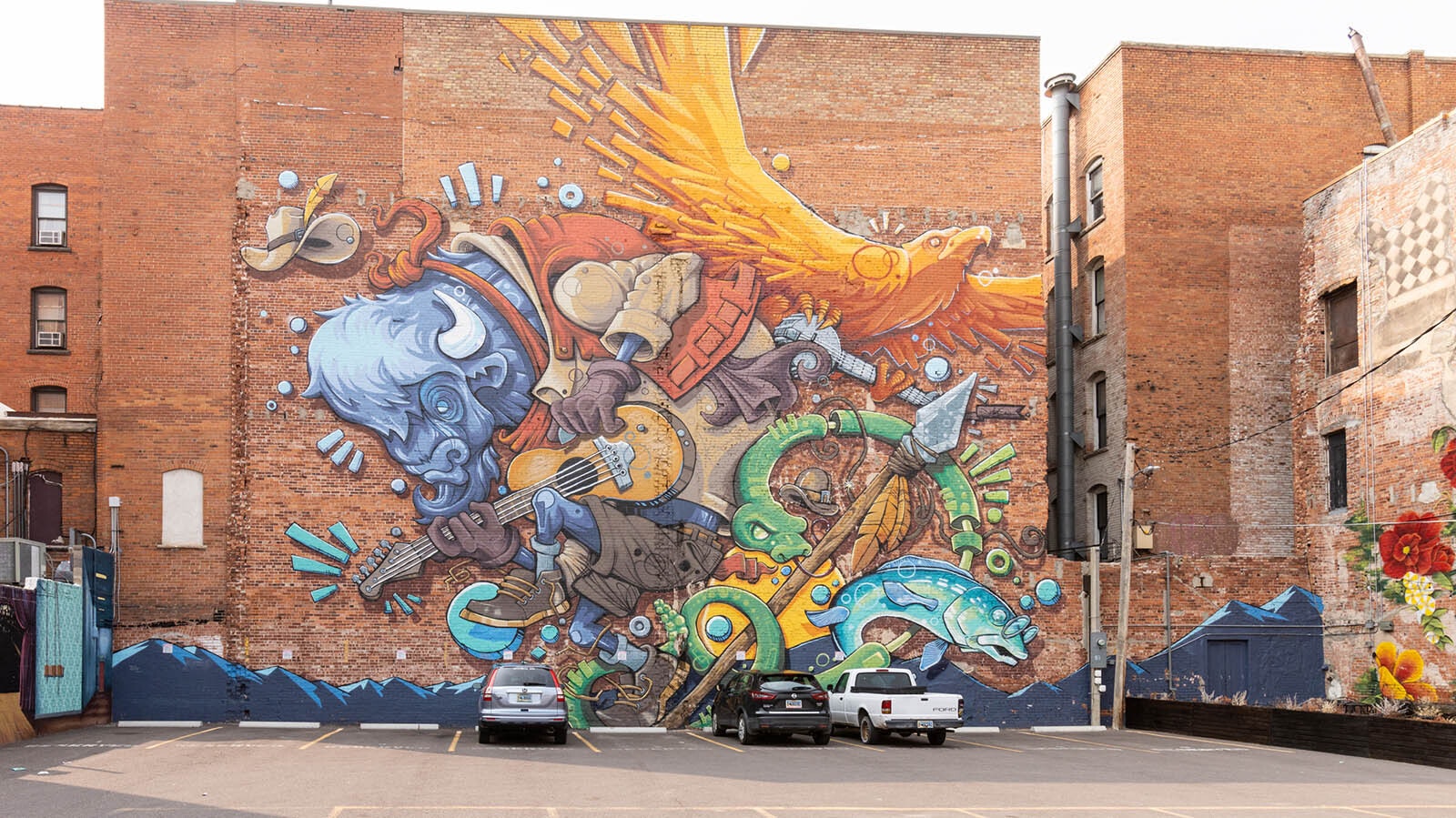 One of the murals in the alley behind the Paramount Café and Plains Hotel in downtown Cheyenne.