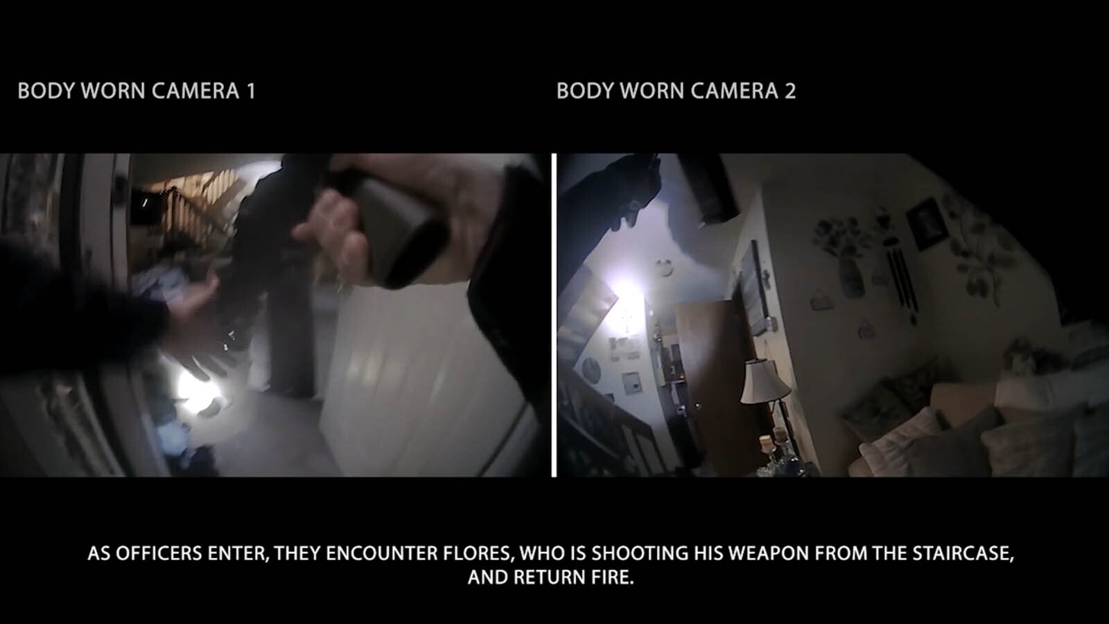 Images taken from body cam footage of a March 8, 2024, officer-involved shooting in the 5200 block of Fishing Bridge. The Cheyenne Police Department released a 16-minute video critical incident report April 4, 2024, compiled of body cam video from multiple officers who responded.