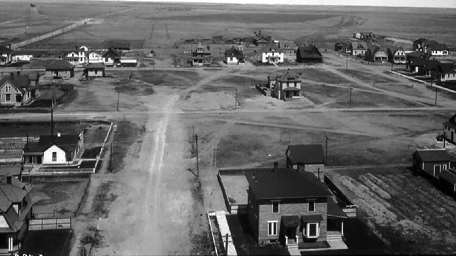 Cheyenne looking north from the Wyoming Capitol in 1888 shows a wide-open, treeless space.