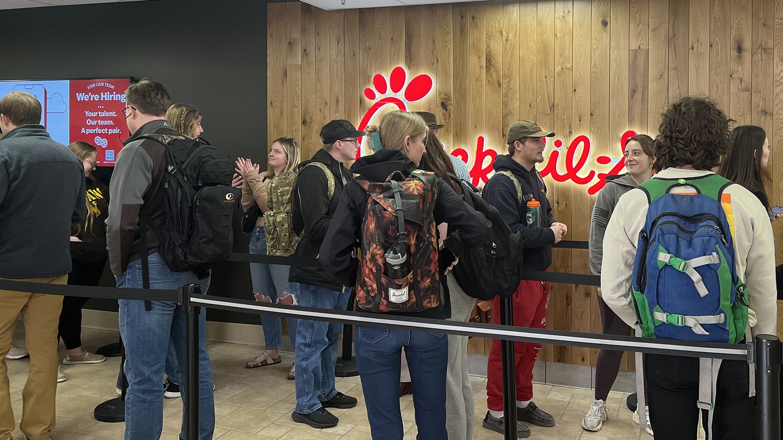 University of Wyoming students and others packed into the UW Union on Thursday to grab lunch at a newly-opened Chick-Fil-A outlet, the second one in Wyoming.