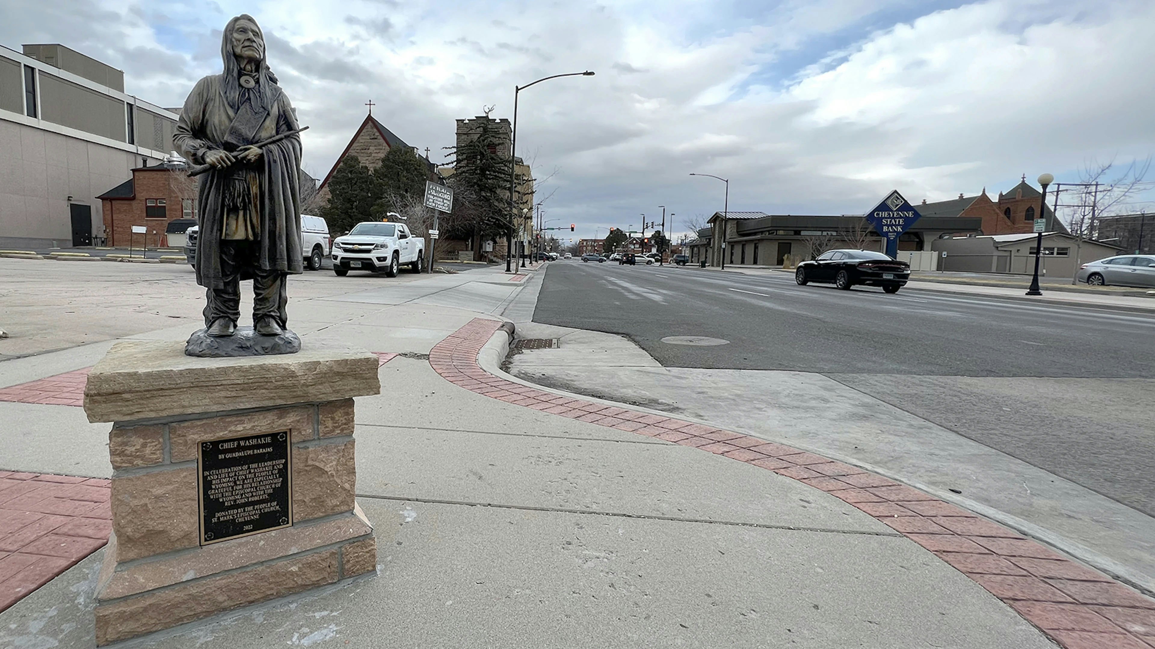 Chief Washakie, the legendary Estern Shoshone leader, is honored for his place in Wyoming history through several sculptures around the state, including this one in Cheyenne.
