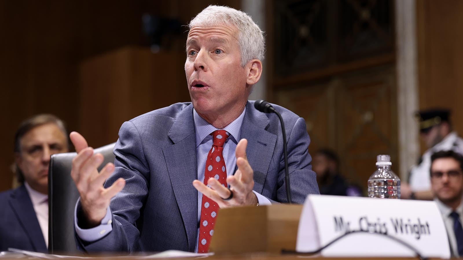 President-elect Donald Trump's nominee for Secretary of Energy Chris Wright testifies during his Senate Energy and Natural Resources confirmation hearing on Capitol Hill on Jan. 15, 2025 in Washington, D.C.