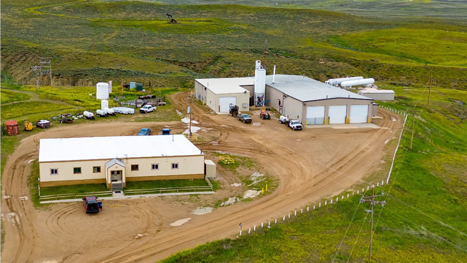 Christiansen Ranch is where Uranium Energy Corp. performs its mining operation. The water solution that collects the uranium from the wells at Christiansen Ranch is attached to ion exchange resin, or tiny plastic-like beads, at the satellite plant. The beads are then transported by tank trucks to the Irigaray central processing plant, located about 15 miles away.