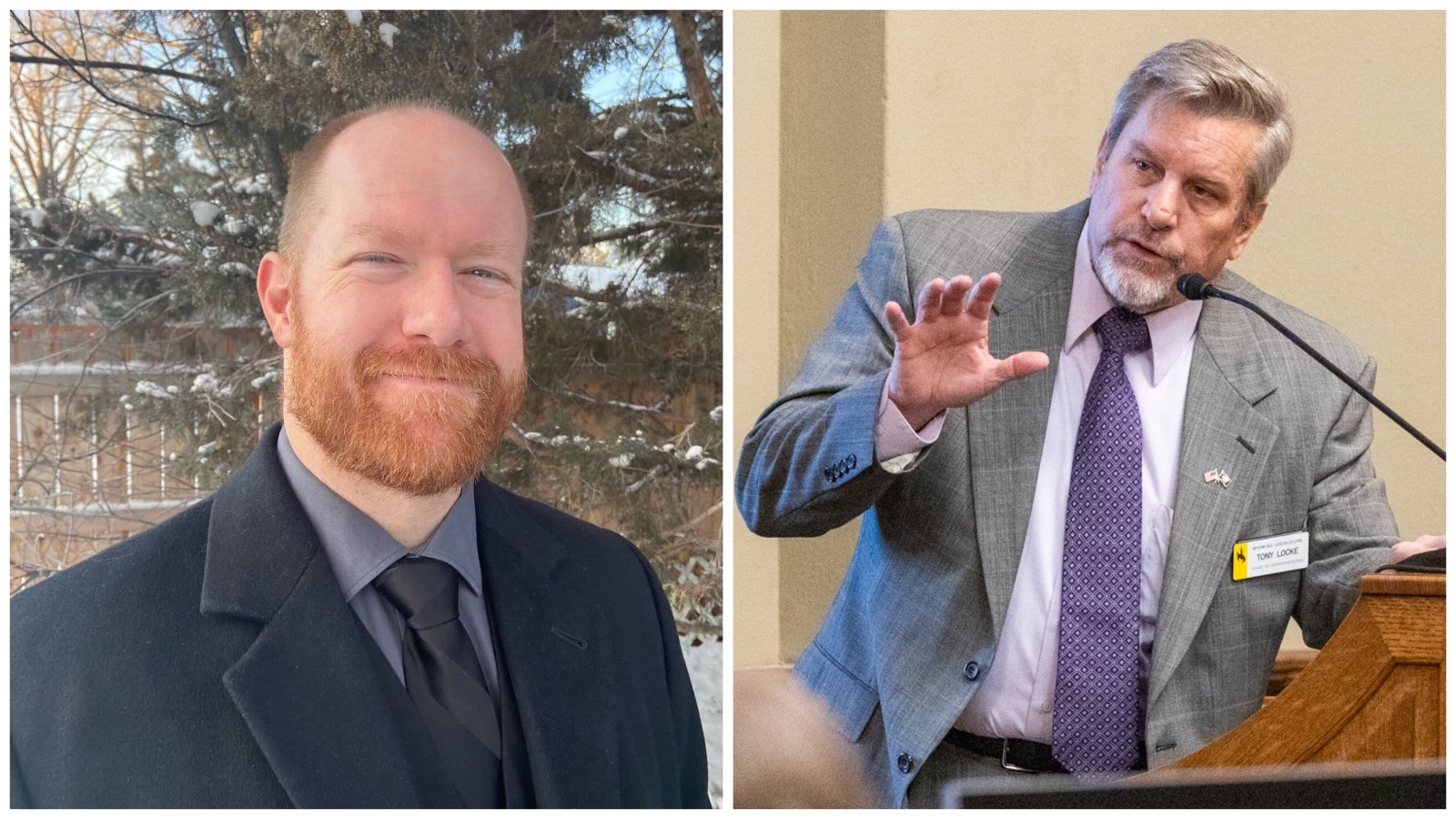 Christopher Dresang, left, and Rep. Tony Locke, R-Casper, right.