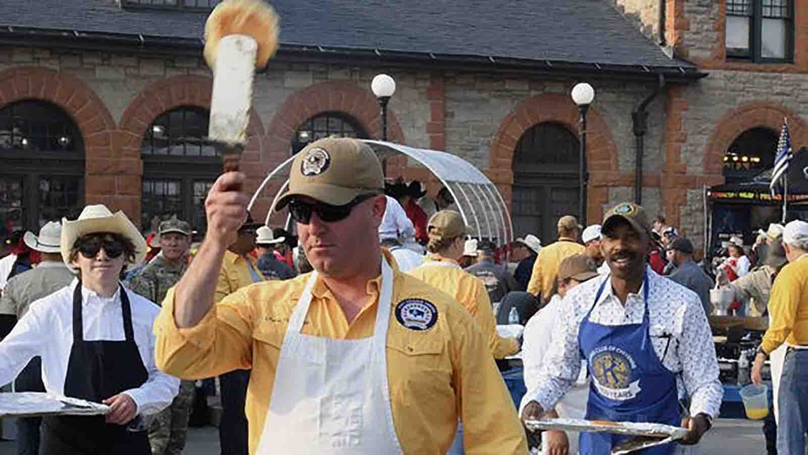 Lt. Cmdr. Christopher Bourque, seen here during the 2024 Cheyenne Frontier Days pancake breakfast, has been releived of his duties as commanding officer of the Navy Reserve Center in Cheyenne.