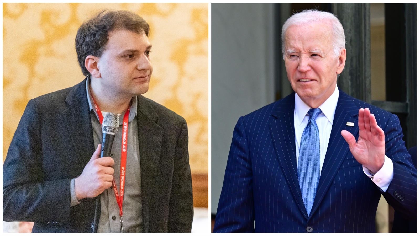 Wyoming Secretary of State Chuck Gray, left, and President Joe Biden.