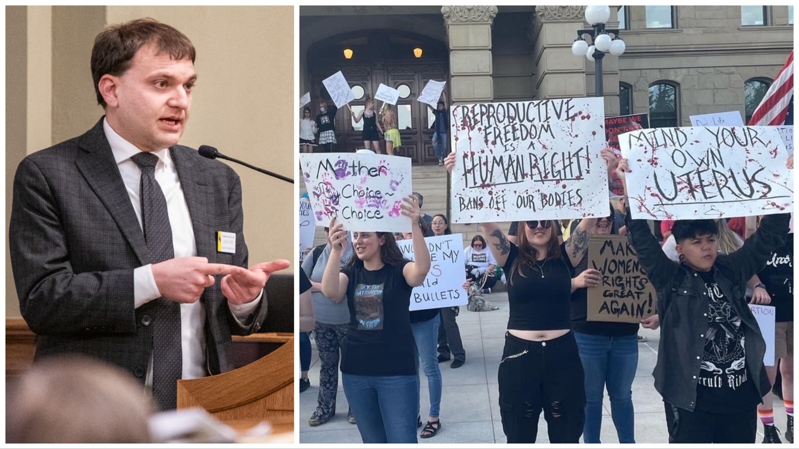 Chuck Gray and abortion protesters 4 27 23