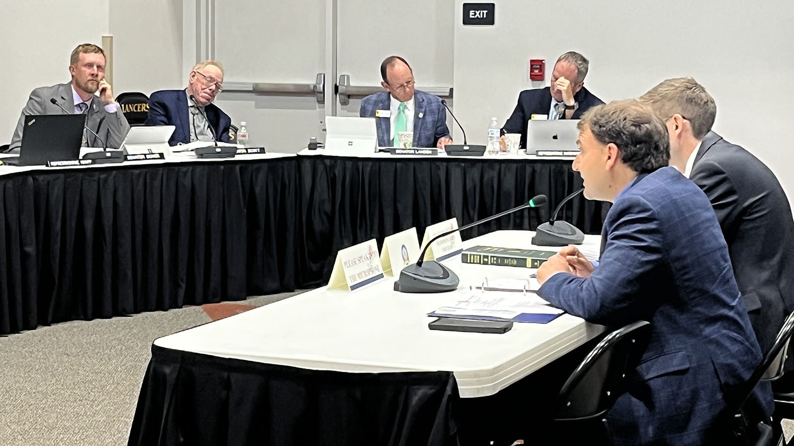 Wyoming Secretary of State Chuck Gray talks with the Corporations, Elections and Political Subdivisions Committee on Thursday about a 30-day residency requirement to vote in Wyoming.