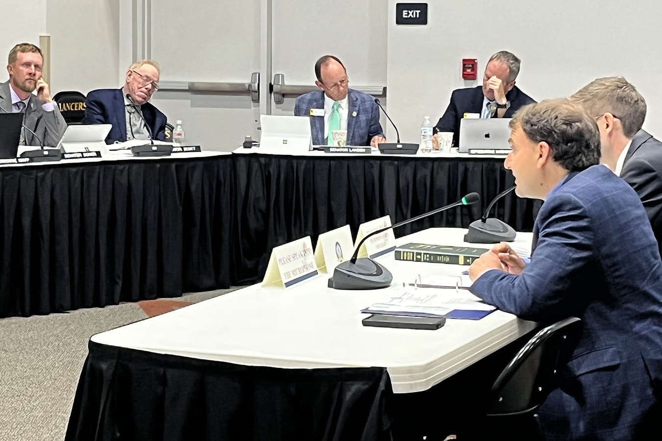 Wyoming Secretary of State Chuck Gray talks with the Corporations, Elections and Political Subdivisions Committee on Thursday about a 30-day residency requirement to vote in Wyoming.