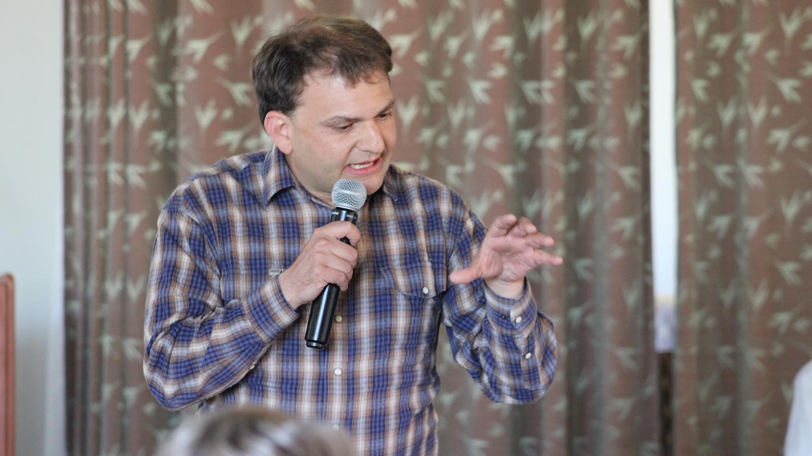 Secretary of State Chuck Gray at a political rally in Casper on July 7, 2024. At the rally, he said if Gov. Mark Gordon were to run for and win a third term in office in 2026, he wouldn't certify the election.