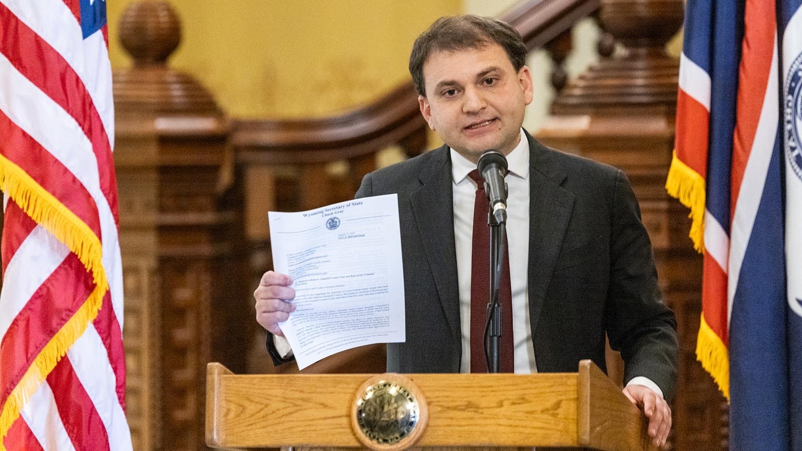Secretary of State Chuck Gray on Friday asked a federal judge to dismiss a lawsuit challenging Wyoming’s new proof-of-citizenship voting law. He claims the complaint is brought by “radical left” groups that haven’t shown it could harm them.