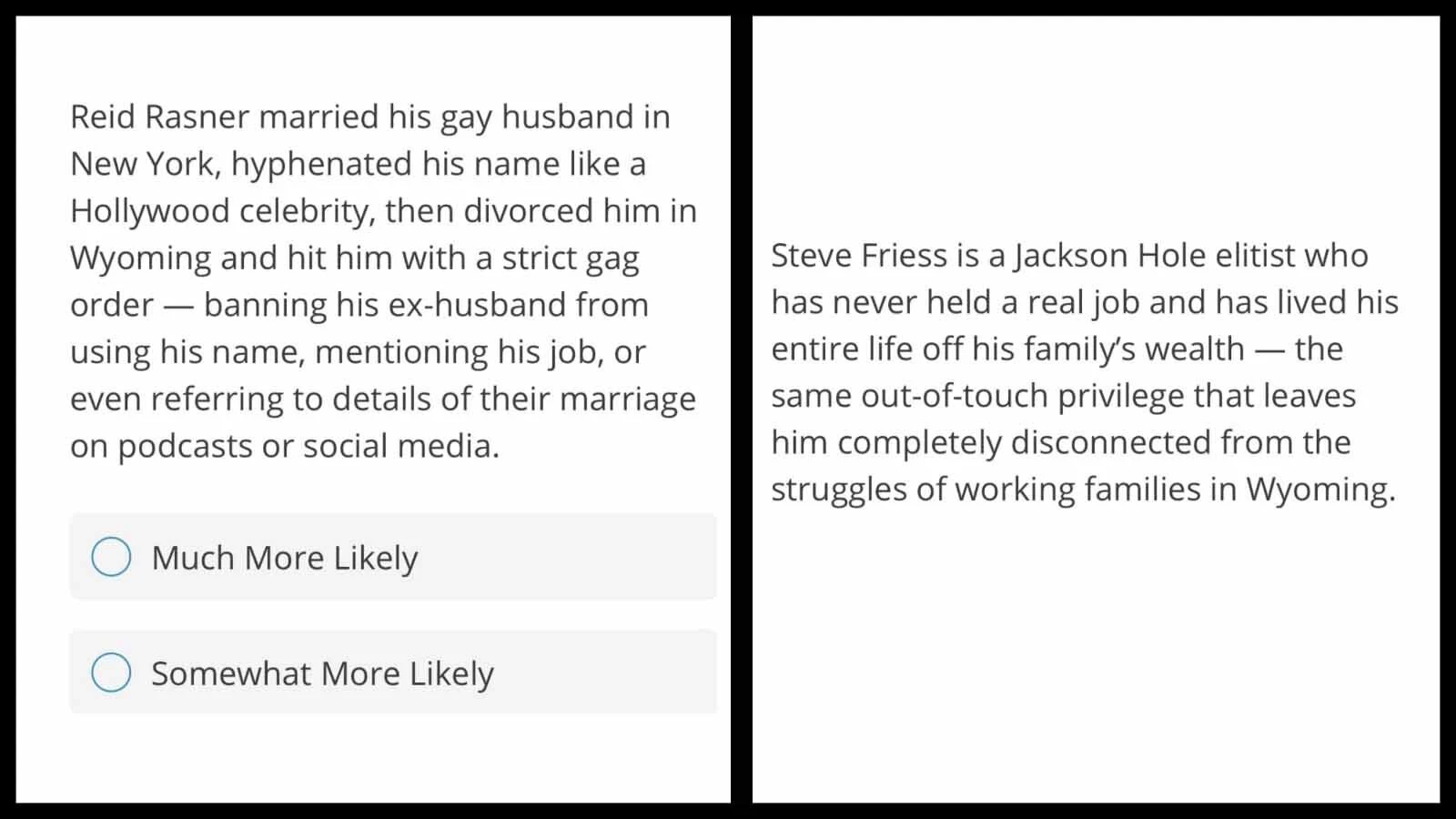 Screenshots of the Chuck Gray poll sent from Ember Oakley