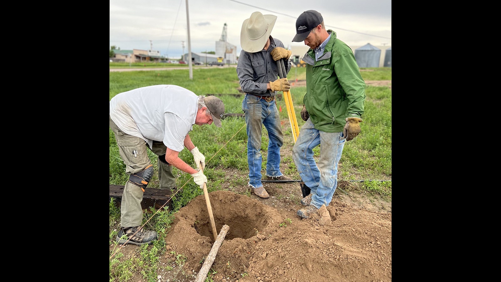 Post holes are dug for posts for new arena in Chugwater.