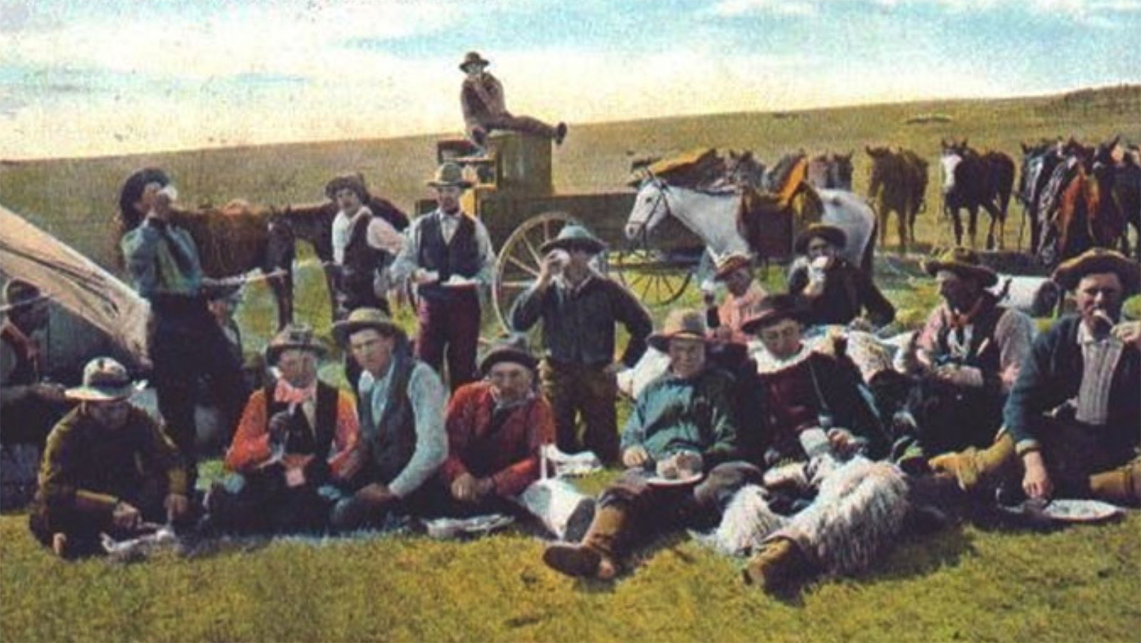 By 1886, cowcamps were becoming a common sight in the territory of Wyoming around Cheyenne. Charles Walters led a group of cowboys such as the ones featured here on a chase of a wild man near Chugwater. They never did catch Bud nor did the circus men that came a year later.