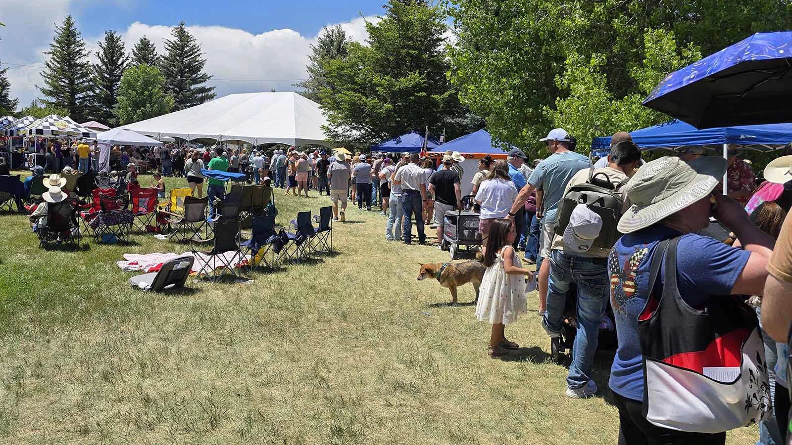 This is the halfway point of a very long line to get into the Chugwater Chili Cook-off.
