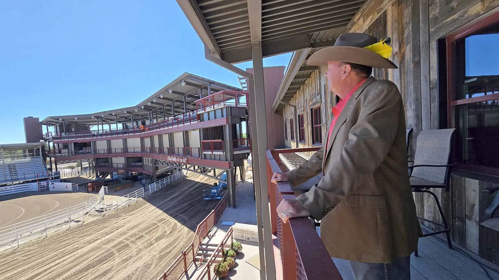 Once a weathered wooden box with a revered view of Cheyenne Frontier Days' timed events, Chute 9 has been rebuilt as a three-level VIP cathedral, left background. “Once you go up there, it’s going to be hard to go back to sitting in the stands,” said CEO Tom Hirsig.