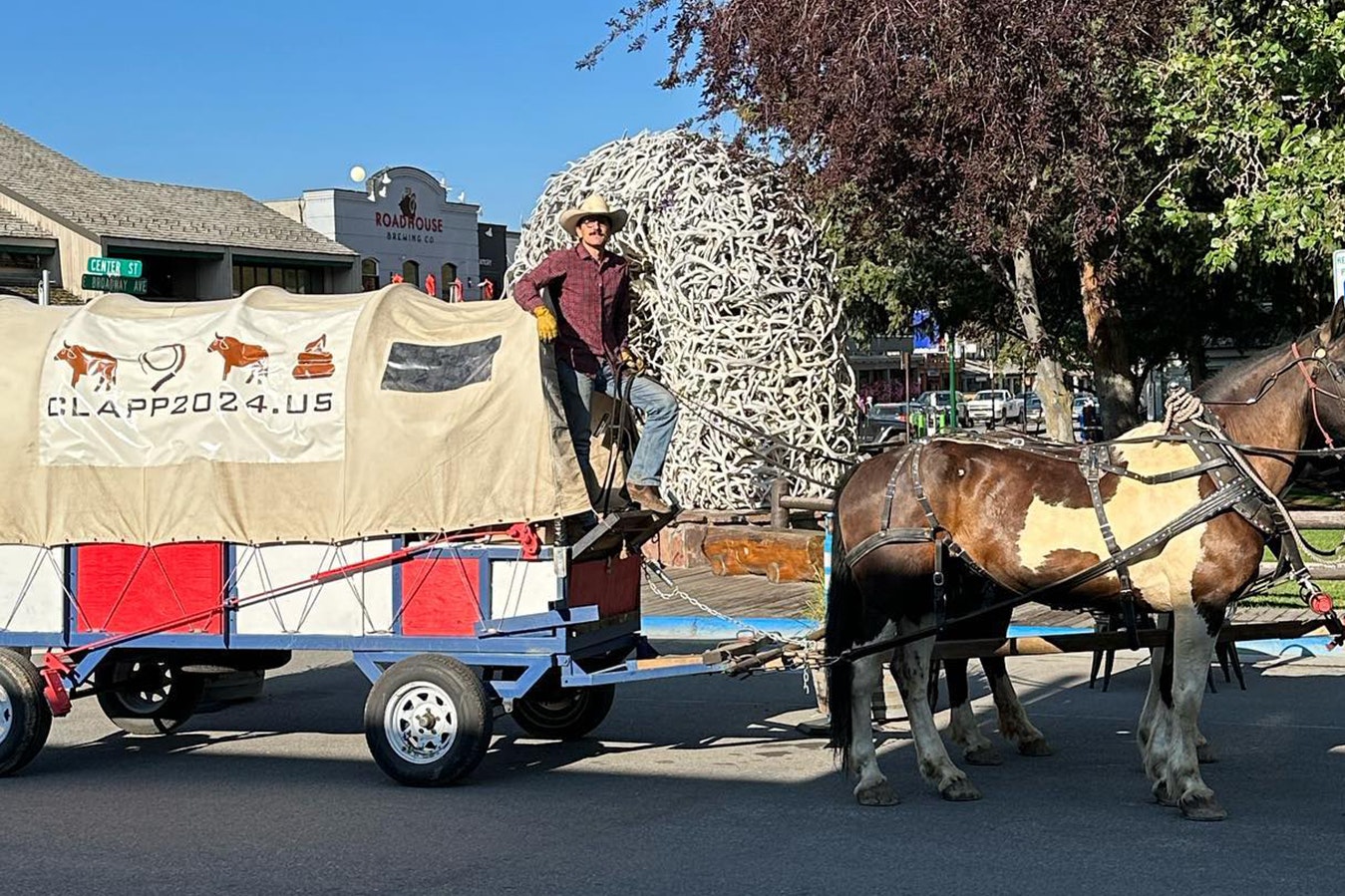 Walter Clapp, a 35-year-old attorney from Red Lodge, Montana, is taking his horse-drawn wagon around Wyoming and other states in a long shot bid for the White House in 2024.