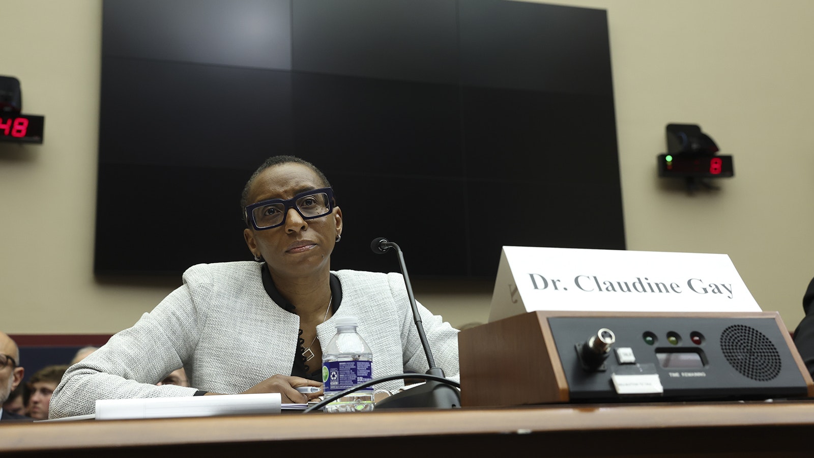 Harvard President Dr. Claudine Gay testifies before a congressional committee last week.