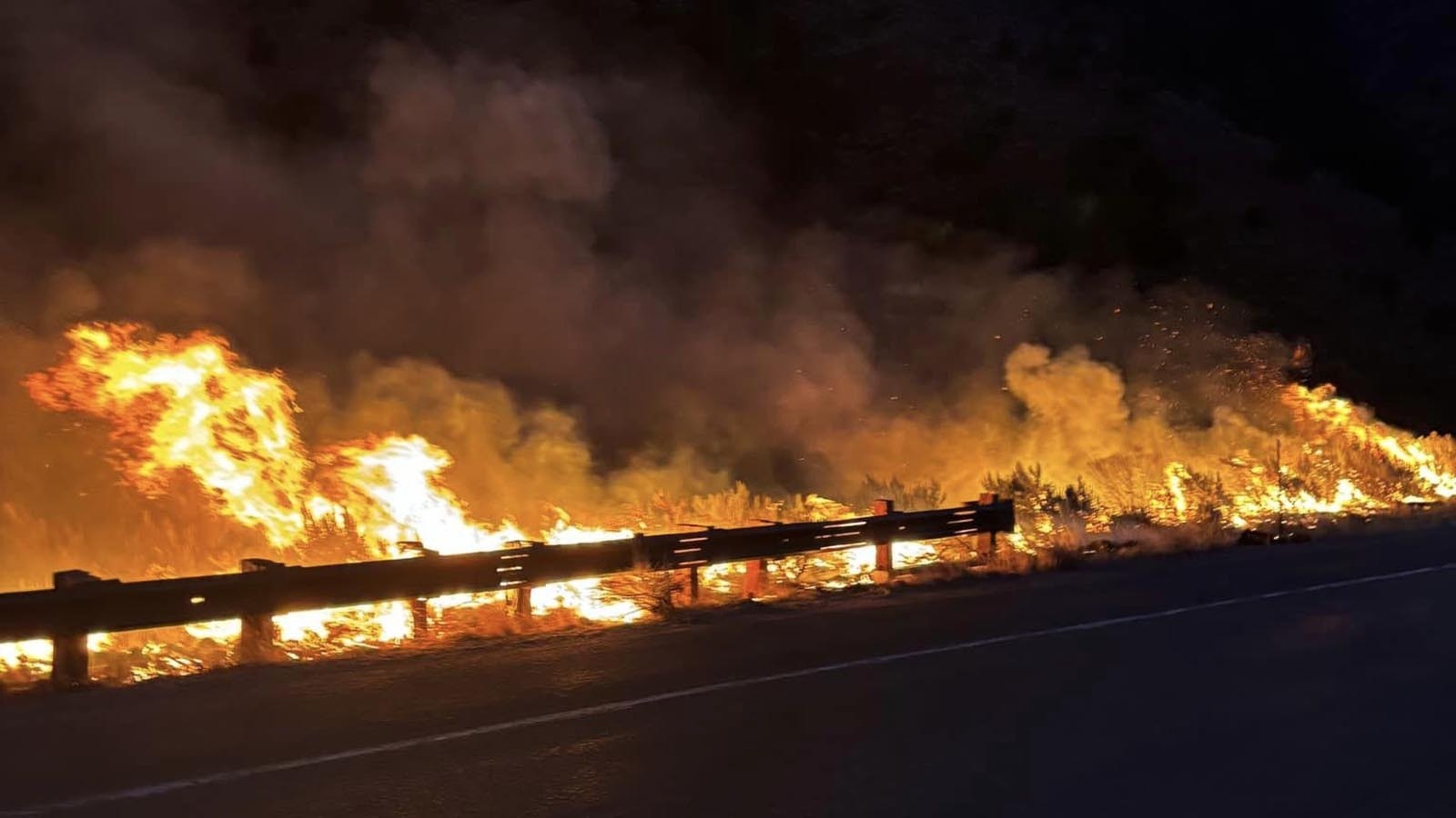 The Clearwater fire right up against the highway near the East Entrance to Yellowstone National Park.