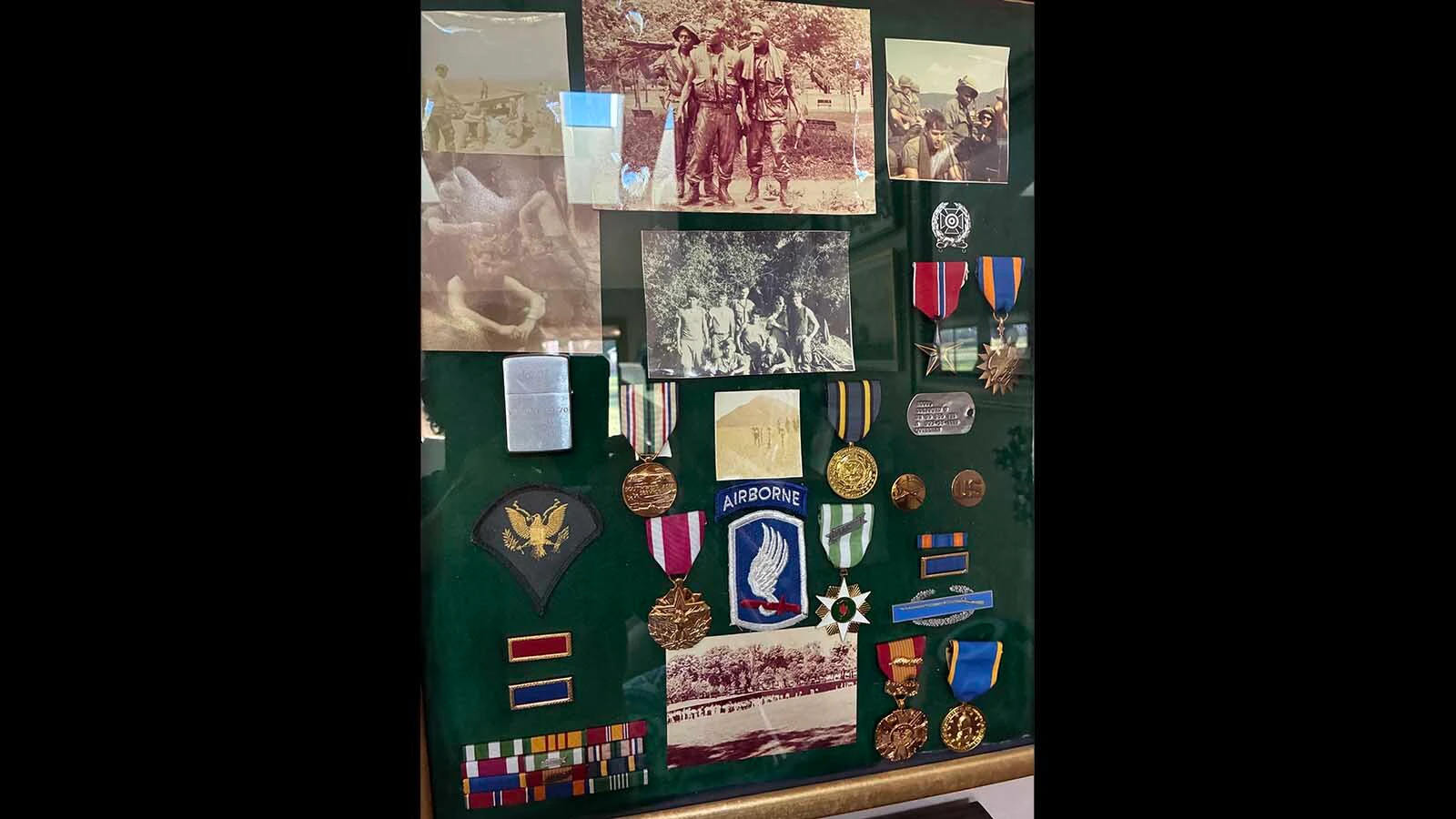 A shadow box holds Cliff Root’s medals and memories from his time in the Vietnam War in 1969 and 1970.