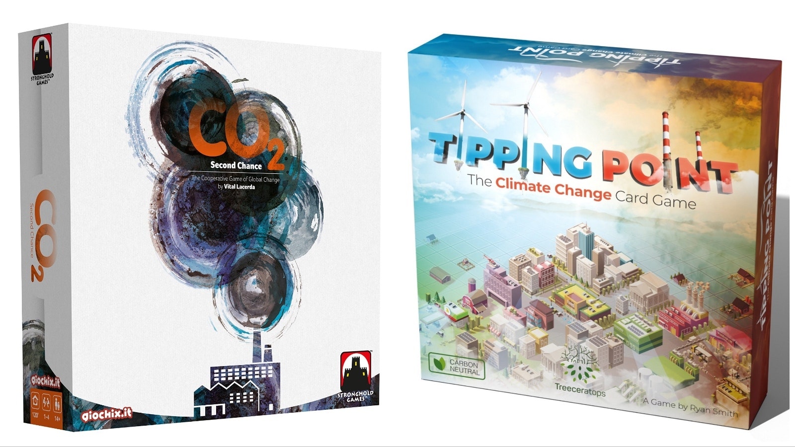 Climate change board games "CO2: Second Chance" and "Tipping Point."