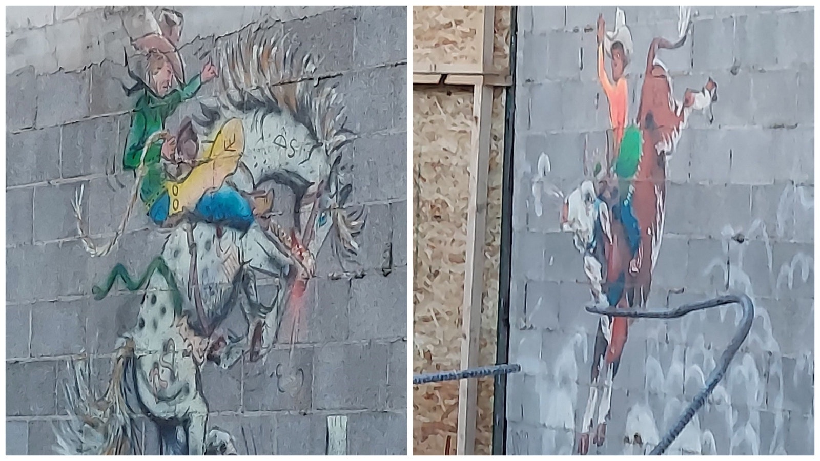 A pair of colorful rodeo cowboys were uncovered when a building was torn down in Cody.