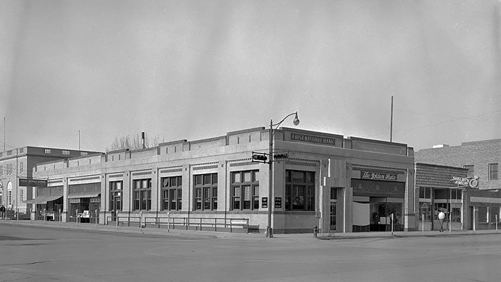 Cody's historic First National Bank in the 1950s. It was the focus of a sensational robbery and gunfight in Cody on Nov. 1, 1904.