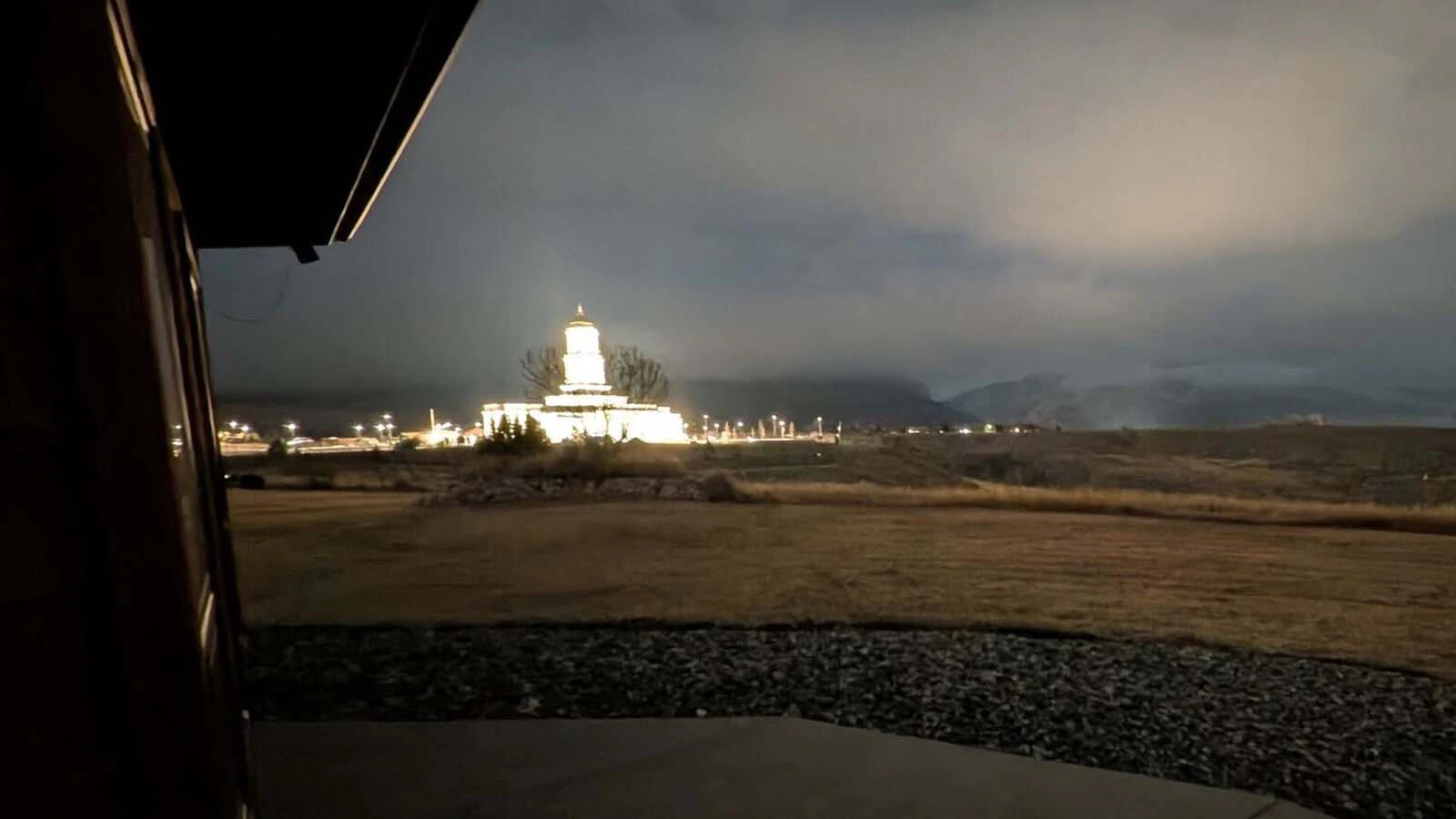 Sarah Frances McClure lives near the temple and took several photographs showing how the light beams into her home, including her bedroom.