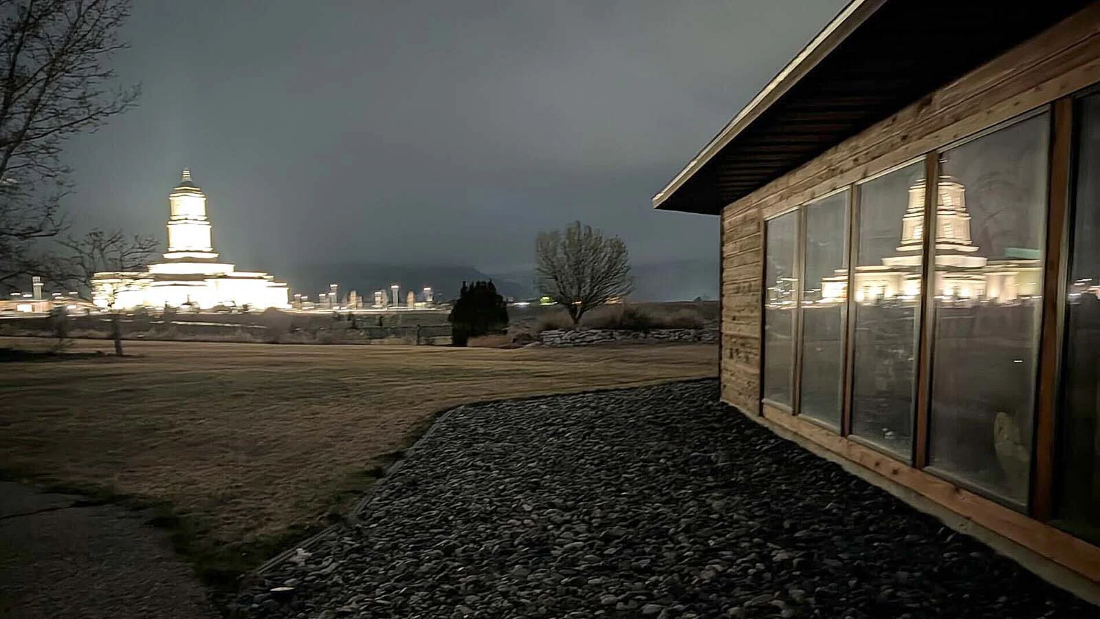 Sarah Frances McClure lives near the temple and took several photographs showing how the light beams into her home, including her bedroom.