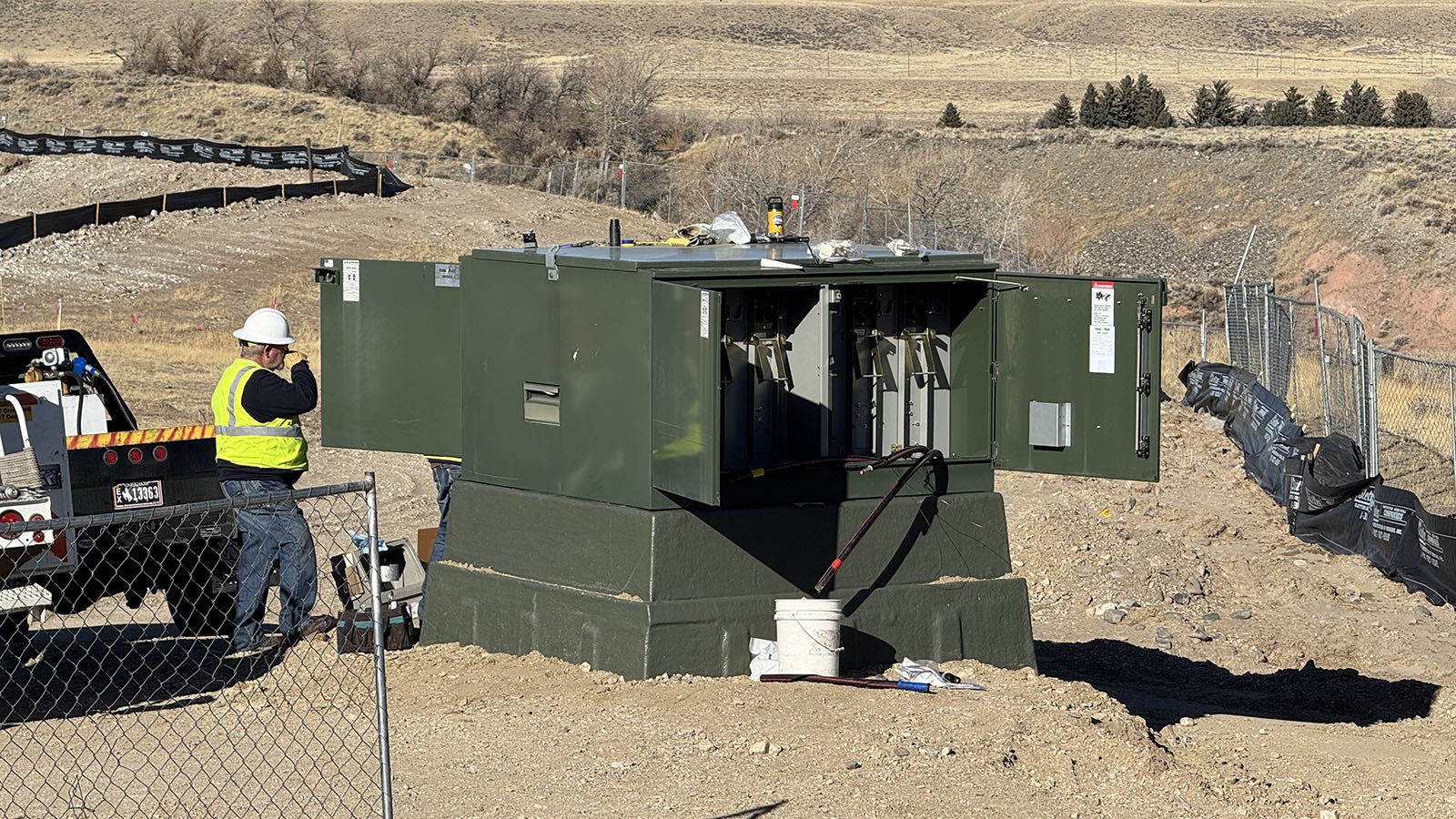 Work on the new Church of Jesus Christ of Latter-day Saints temple in Cody, Wyoming, continues Dec. 2, 2024. It includes setting up electrical service for the site.