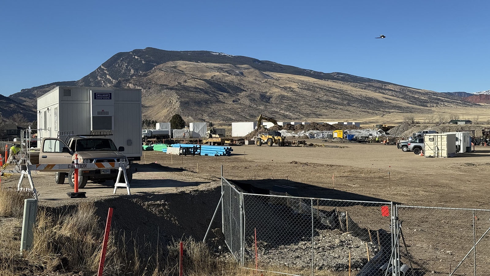 Work on the new Church of Jesus Christ of Latter-day Saints temple in Cody, Wyoming, continues Dec. 2, 2024. It includes setting up electrical service for the site.