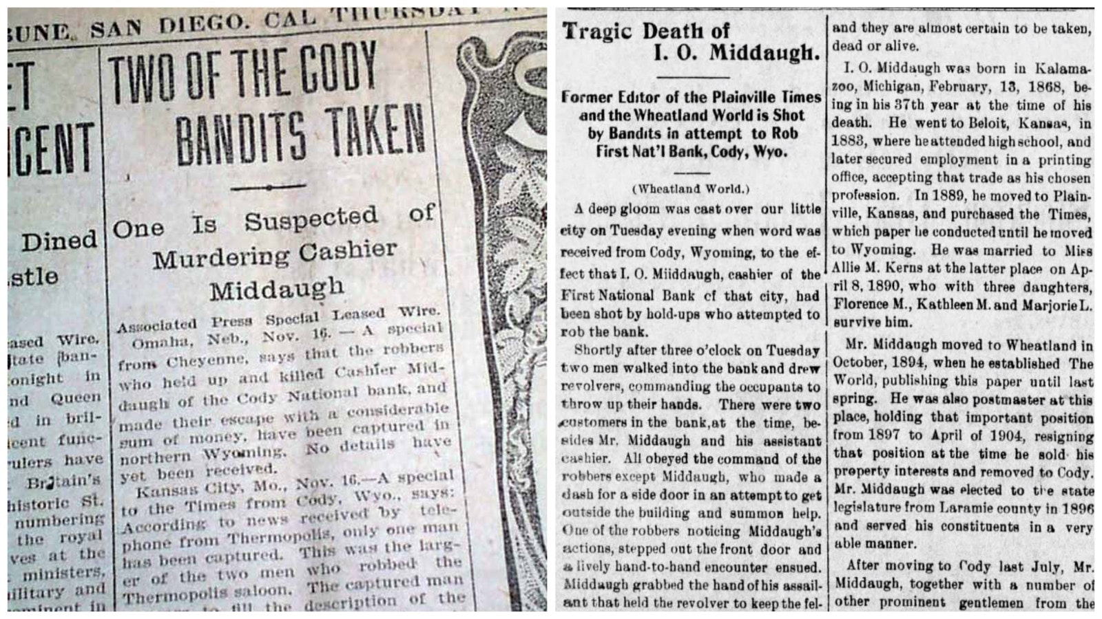 Headlines in newspapers across the United States told the nation about the infamous 1904 robbery of the First National Bank in Cody by the Wild Bunch. Problem is, they didn't do it.