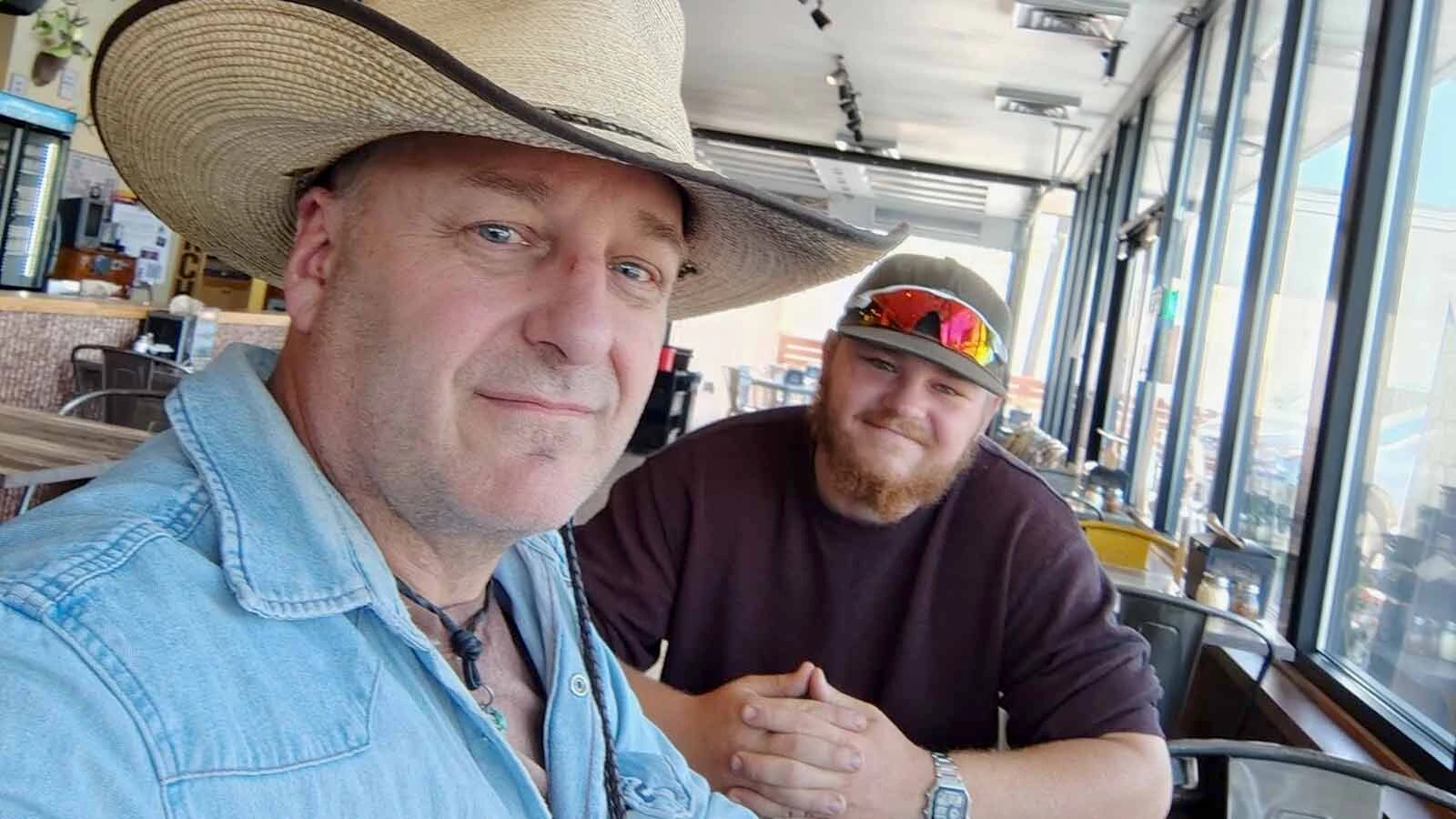 Cody blacksmith NJ Pawley with his son, Trey.