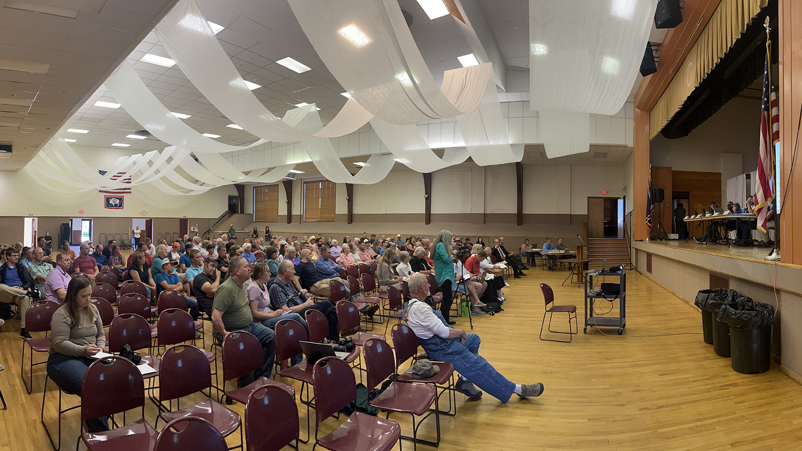 About 100 people filed into the Cody Auditorium on Tuesday evening for a Planning and Zoning Board meeting to vote on an application to build an LDS temple.
