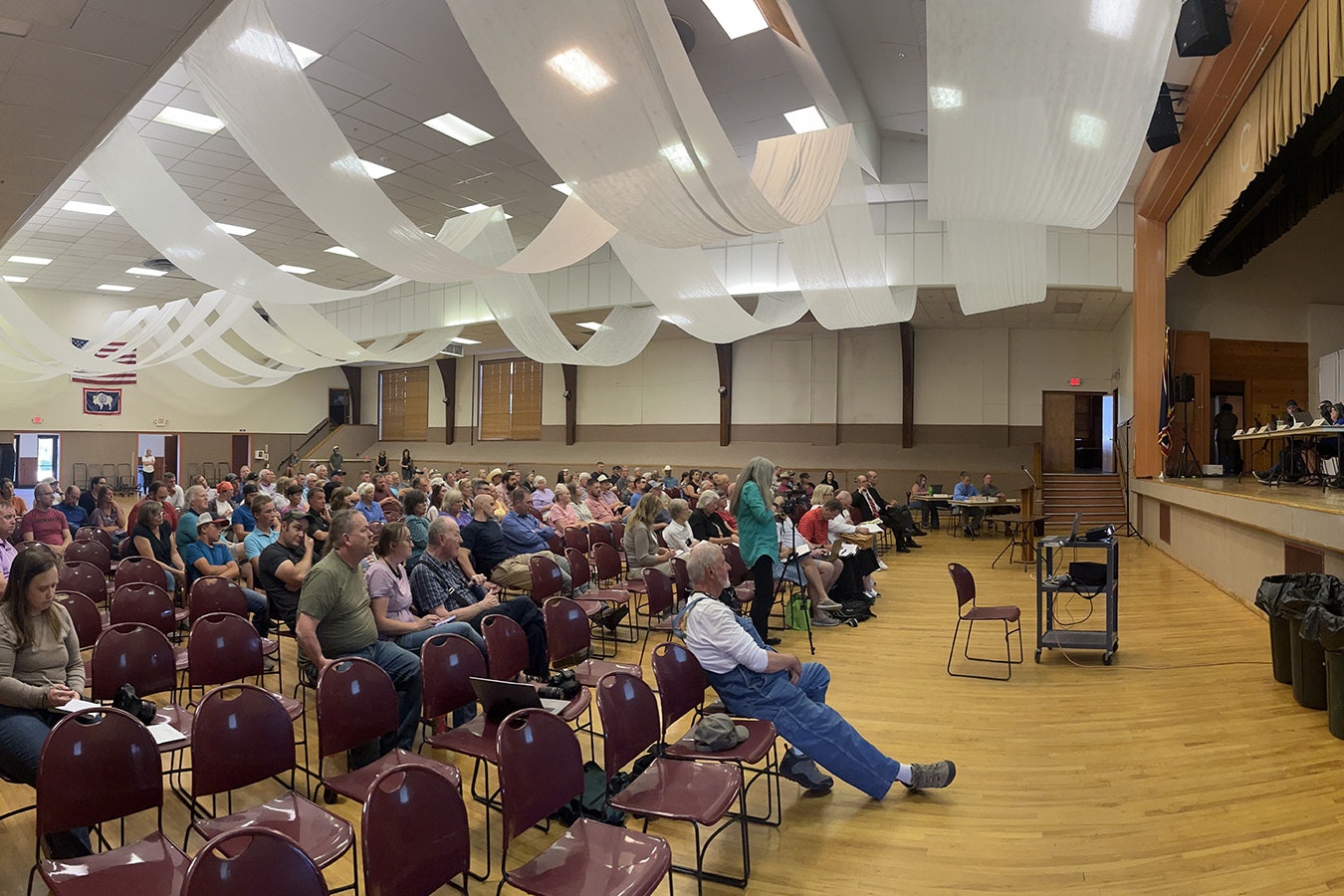 About 100 people filed into the Cody Auditorium on Tuesday evening for a Planning and Zoning Board meeting to vote on an application to build an LDS temple.