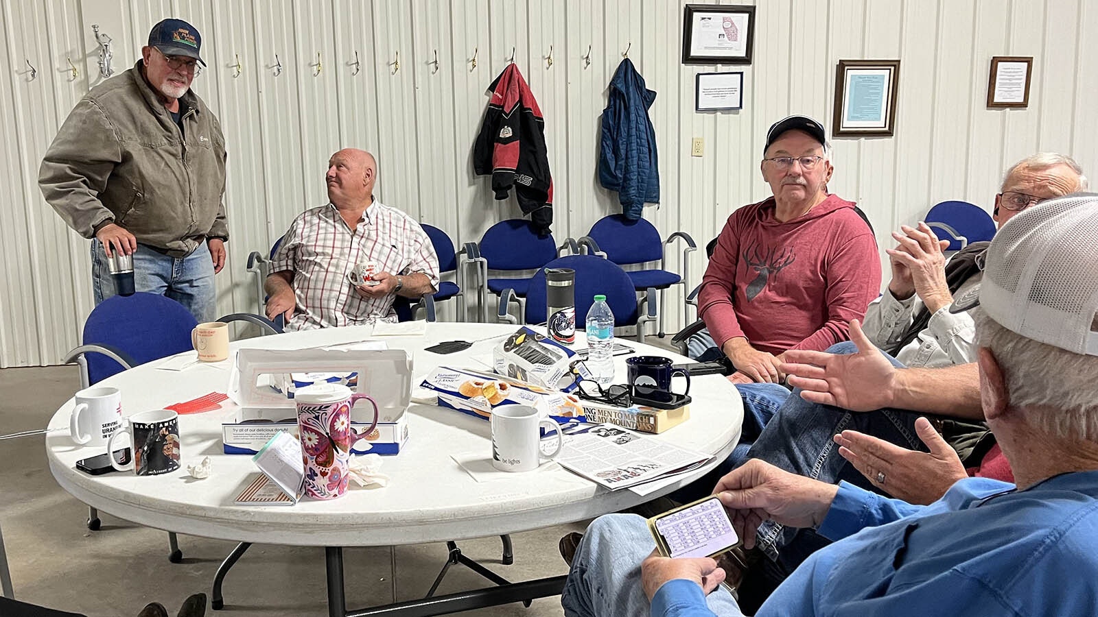 The coffee group that meets weekly at the Chandelle Events Center west of Riverton isn’t all bluster. They’ve welcomed TV crews, politicians, and even women.