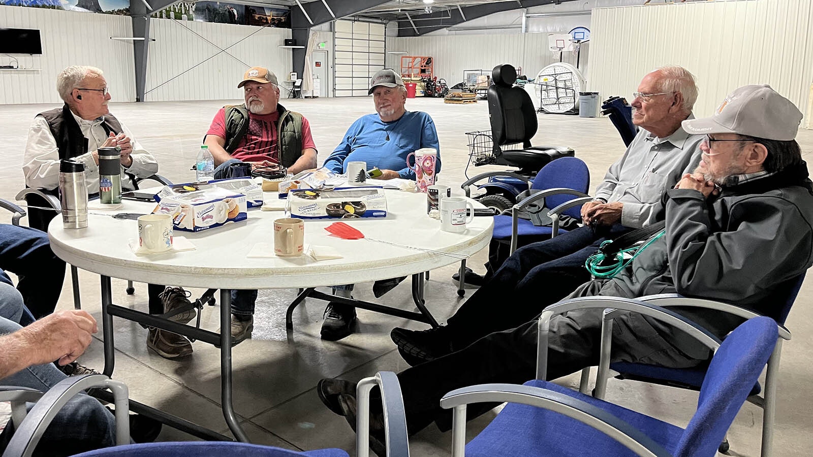 The coffee group that meets weekly at the Chandelle Events Center west of Riverton isn’t all bluster. They’ve welcomed TV crews, politicians, and even women.