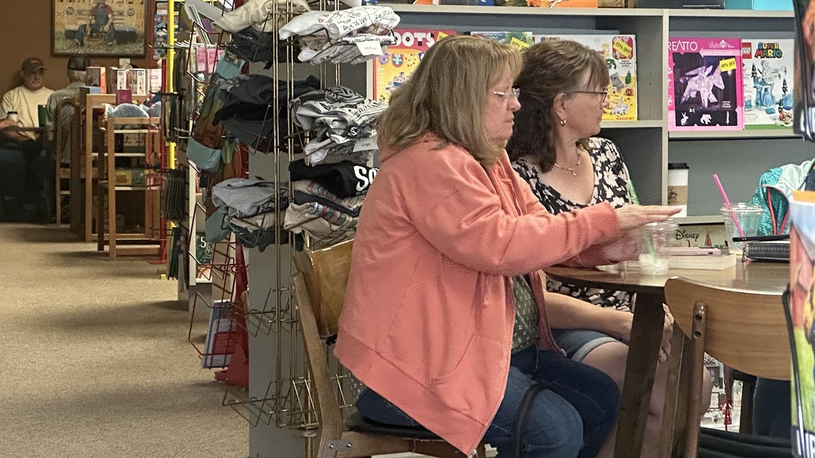 At the Storyteller in Thermopolis, owner Ellen Reed has dispersed her tables between the book shelves and merchandise to give her coffee groups their privacy and an opportunity to visit.