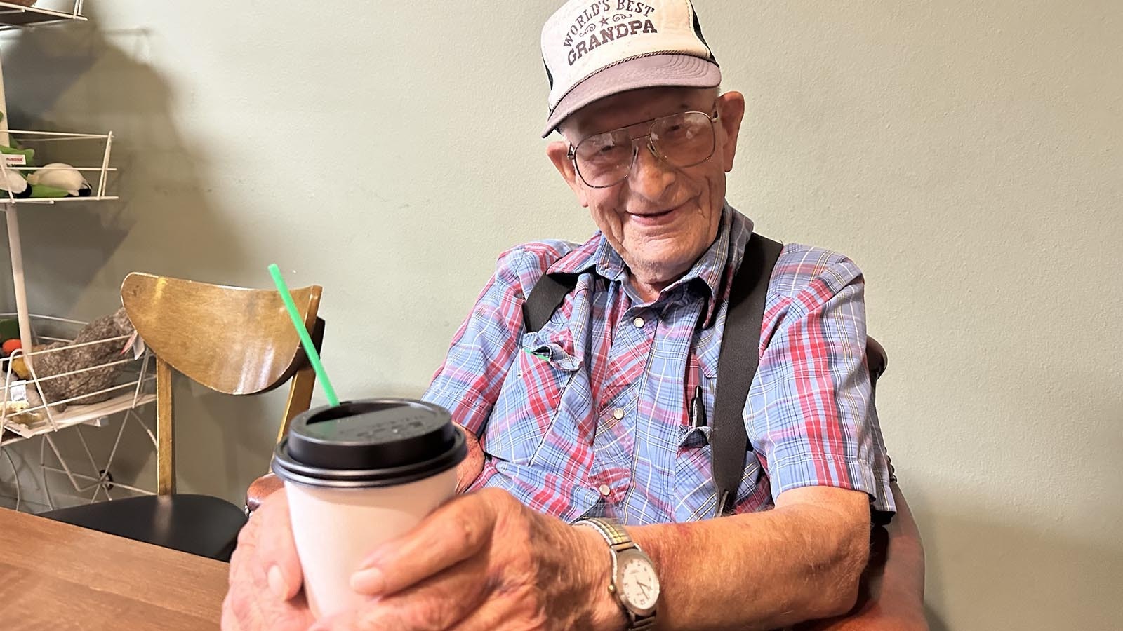 Martin Andreen, 87, is the oldest member of The Table of Knowledge coffee group and the only non-retiree of the bunch. He has been having coffee at the Storyteller in downtown Thermopolis for the past 15 years and rarely misses a morning chat.