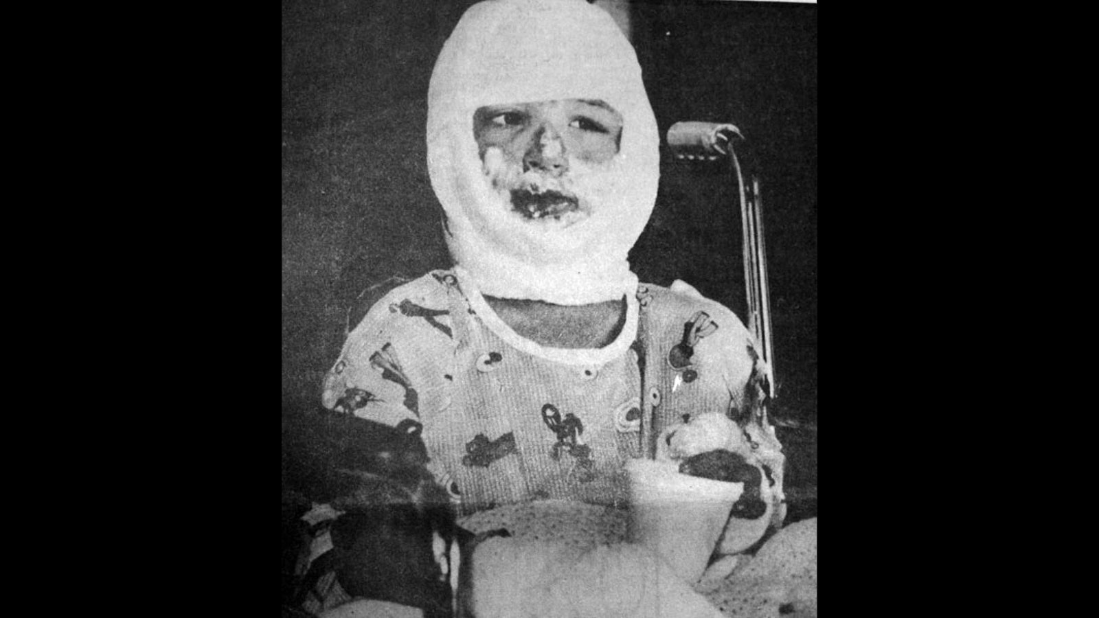 Ryan Taylor, 7, at the Montpelier Idaho hospital after the Cokeville bombing