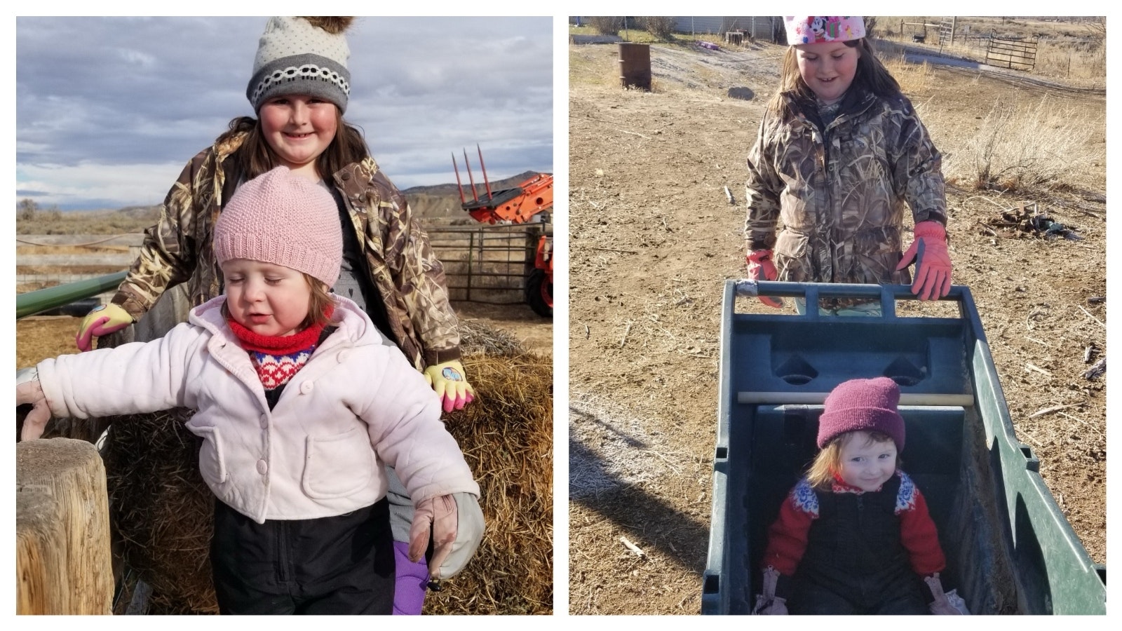 Rebekah and Emma Ready are being raised on a ranch and spend most of their time outside in all weather. The cold front that moved in this past week just means they need to bundle up in more layers of clothing.