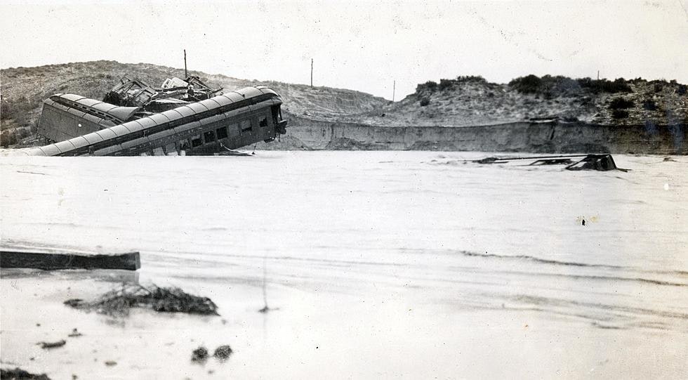Train cars in Cole Creek after a bridge collapse sent a passenger train into the water in 1923.