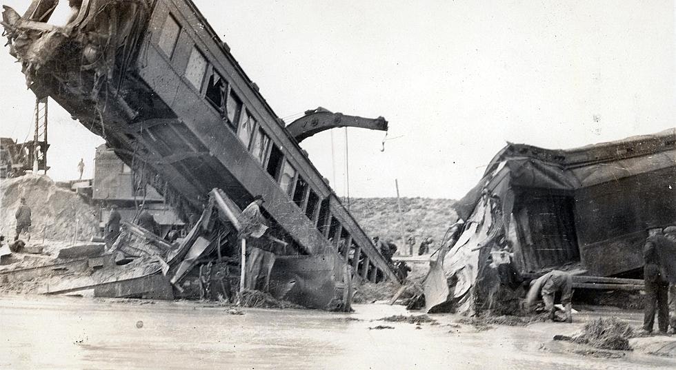 Aftermath of the Sept. 27, 1923, Cole Creek train wreck that killed dozens of people traveling between Casper and Glenrock.