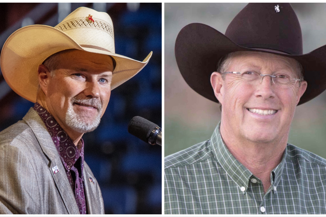 GOP Chairman Frank Ethorne, left, will have a challenger for leadership of the Wyoming GOP in Douglas sheep rancher Frank Moore, right.