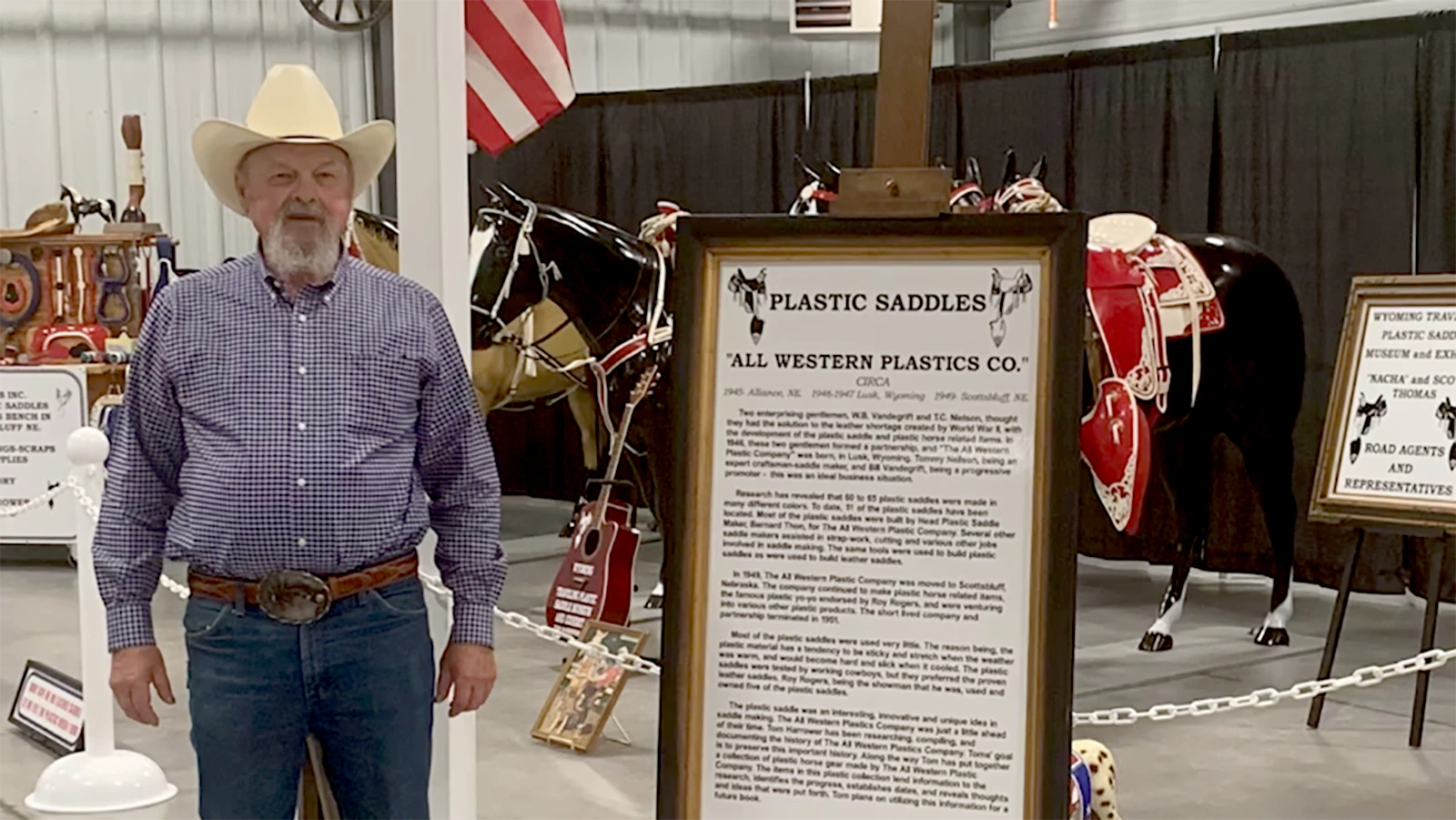 Tom Harrower of Cheyenne grew up around old-time cowboys and is on a mission to protect their stories. He has been in the business of cowboy collectibles for more than 60 years, and for the last 25 years has created portable history displays using his collections ranging from plastic saddles to broncs. He was recently inducted into the 2026 National Bit, Spur and Saddle Collectors Association for his dedication of saving Wyoming’s history.