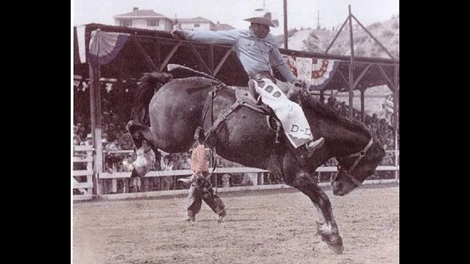 Tom Harrower of Cheyenne has devoted his life to rescuing cowboy collectibles and finding their story. He created a bronc riding display that featured a bucking rig from the 1960s. This example shows what was used during rodeos for bronc competitions.