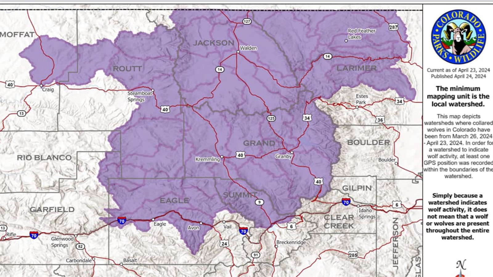 Colorado wolf range map 4 25 24