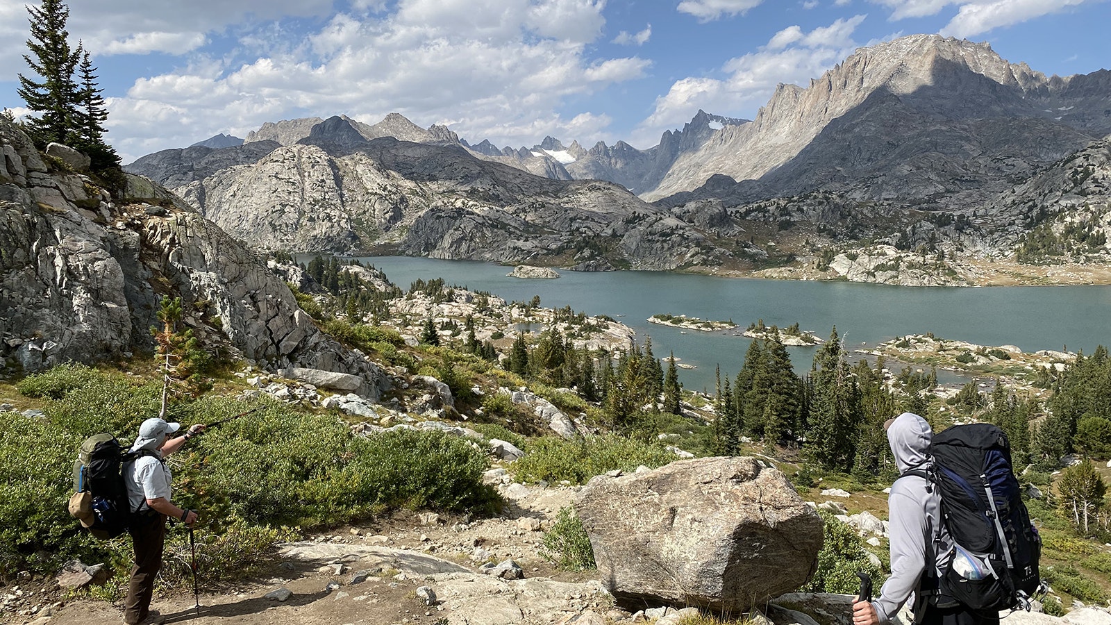 Hikers near Island Lake in the Wind River Range.